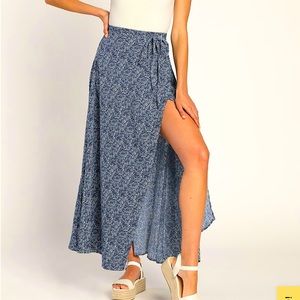 Navy Wrap Maxi Skirt